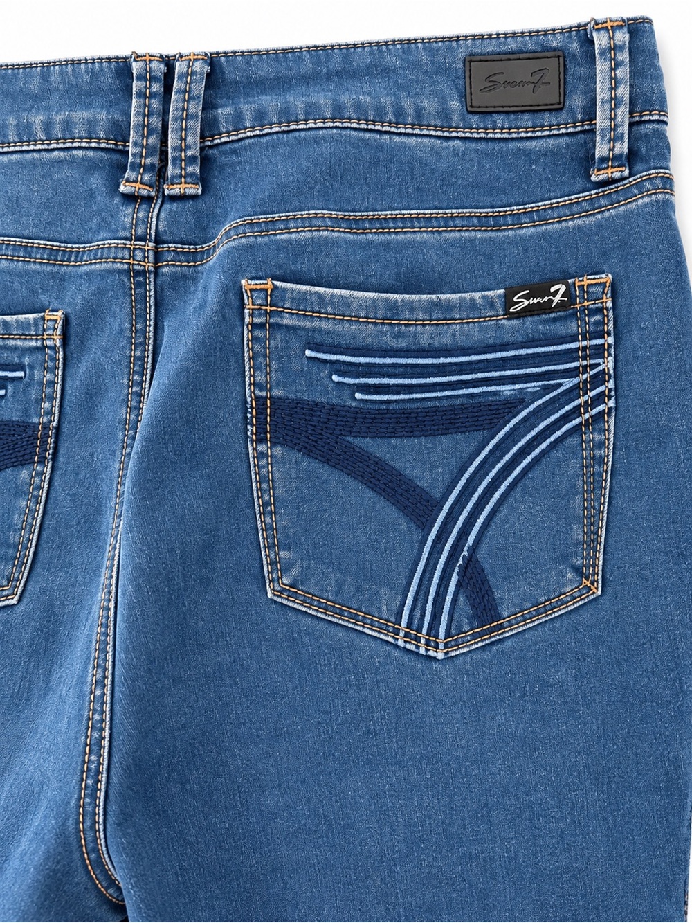 Seven7 Jeans Women’s Size 12 – Medium Wash Straight Leg Embroidered Pocket Denim